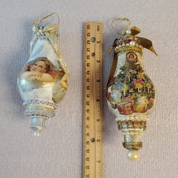 •Lot of 10 handcrafted Christmas Holiday ornaments•Snowman•Victorian•Santa• - Picture 6 of 16